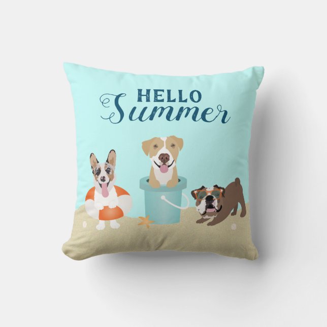 Hej Summer Beach Hundar Kudde (Framsida)