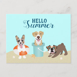 Hej Summer Beach Hundar Vykort