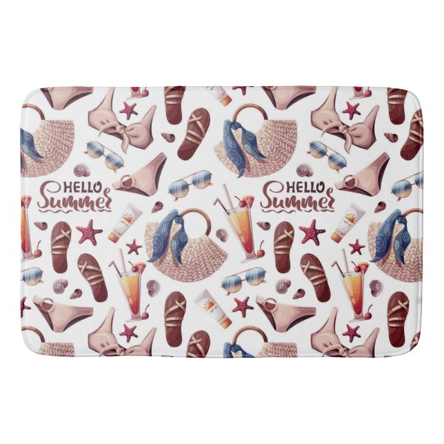 Hej Summer Beach Vibes Roligt Vacation mönster Badrumsmatta (Framsidan)