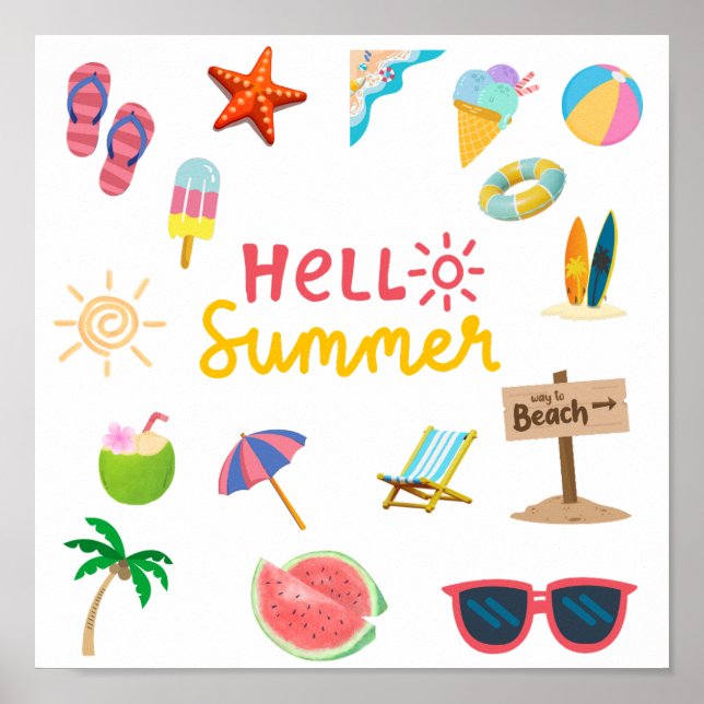 Hej Summer - Bright & Cheerful Wall Poster (Framsidan)