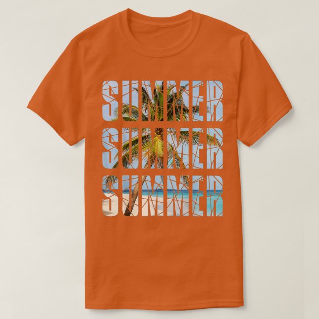 Hej Summer Coconut Handflatan Träd Retro Beach Tro T Shirt (Design framsida)