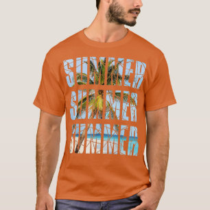 Hej Summer Coconut Handflatan Träd Retro Beach Tro T Shirt