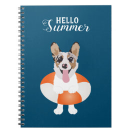 Hej Summer Corgi Beach Hund Anteckningsbok