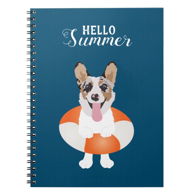 Hej Summer Corgi Beach Hund Anteckningsbok (Framsidan)