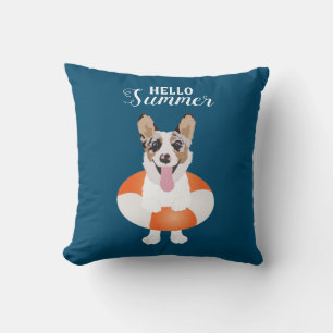 Hej Summer Corgi Beach Hundar Kudde
