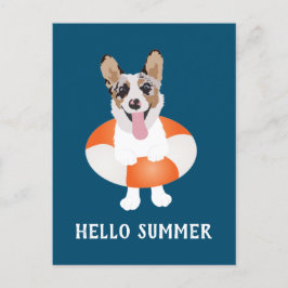 Hej Summer Corgi Beach Hundar Vykort