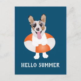 Hej Summer Corgi Beach Hundar Vykort