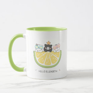 Hej Summer - Cute Doodle Cats & Lemon Slice Mugg