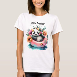 Hej Summer Cute Panda Chilling in an Inner Tube T Shirt