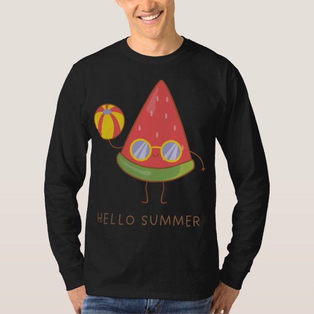 Hej Summer Cute Watermelon Sunglasses Vacation B T Shirt (Framsida)