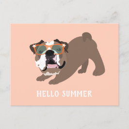 Hej Summer English Bulldog Orange Vykort