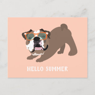 Hej Summer English Bulldog Orange Vykort
