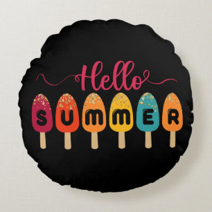 Hej Summer Färglöst glass Rund Kudde