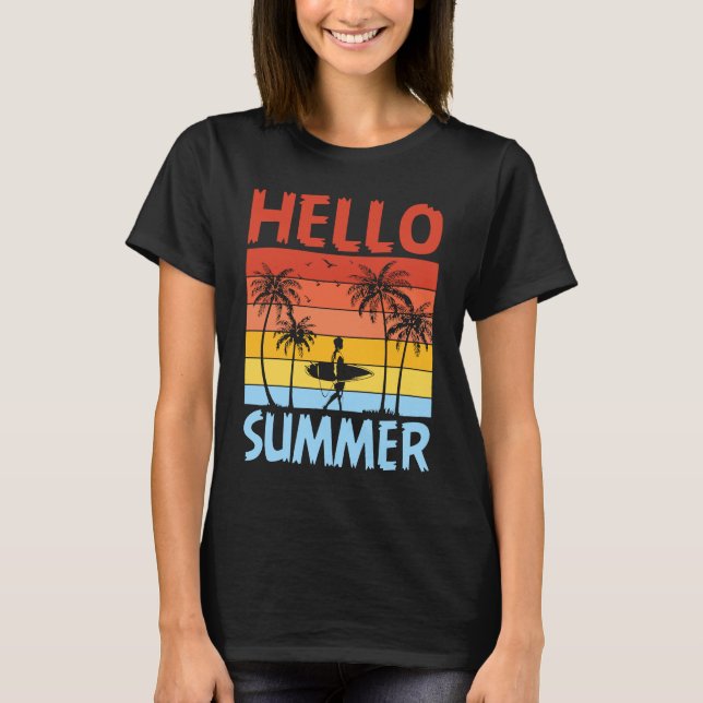Hej Summer Feeling Tropical Beach Summer Vacatio T Shirt (Framsida)
