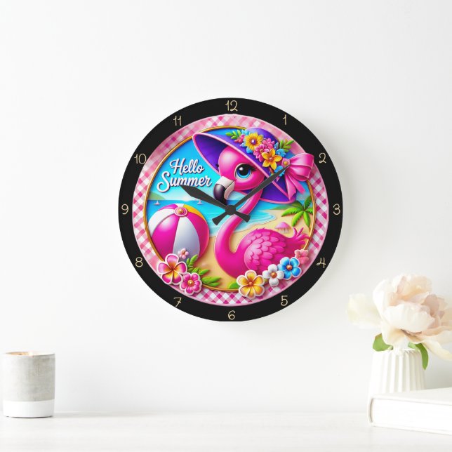 Hej Summer Flamingo Clock Stor Klocka (Hem)