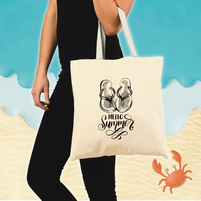 Hej Summer Flinflip flops Tote Bag Tygkasse (Skapare uppladdad)