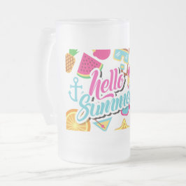 Hej Summer Frosted Glass Beer Mugg