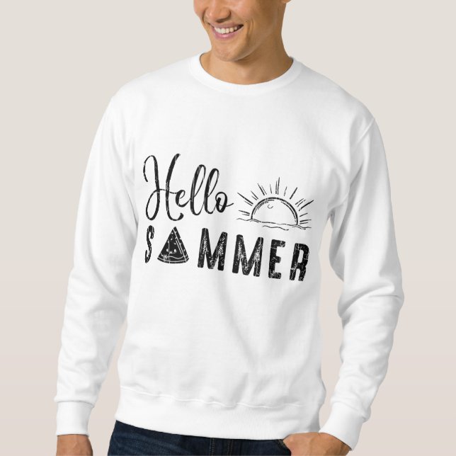 Hej Summer Funny Watermelon Fruit Eater Graphic Lång Ärmad Tröja (Framsida)