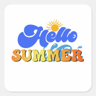 Hej Summer Fyrkantigt Klistermärke