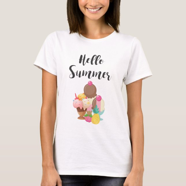 Hej Summer Ice Cream Delight T Shirt (Framsida)