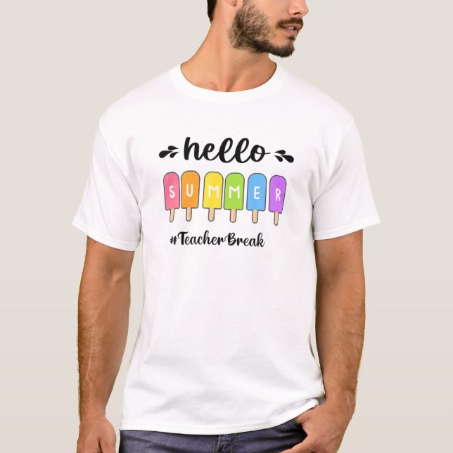 Hej Summer Ice Cream Teacher Break T Shirt (Framsida)