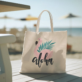 Hej Summer med Flamingo Tropical Tote Bag Tygkasse