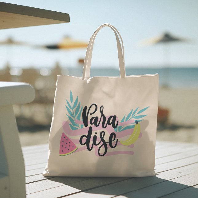 Hej Summer med Flamingo Tropical Tote Bag Tygkasse (hello summer, beach tote bag, vacation tote bag, school tote bag, colorful typography, gift for her)
