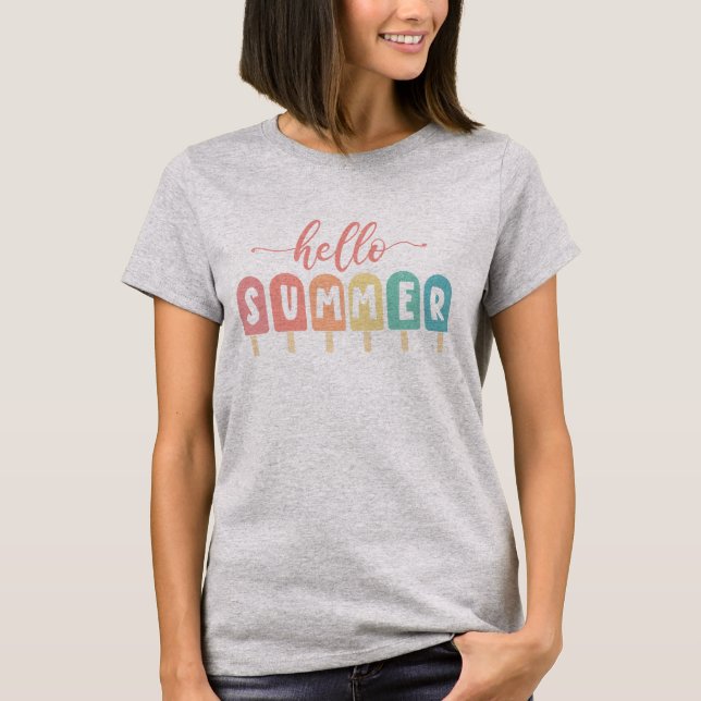 Hej Summer Pastel Popsicles T Shirt (Framsida)