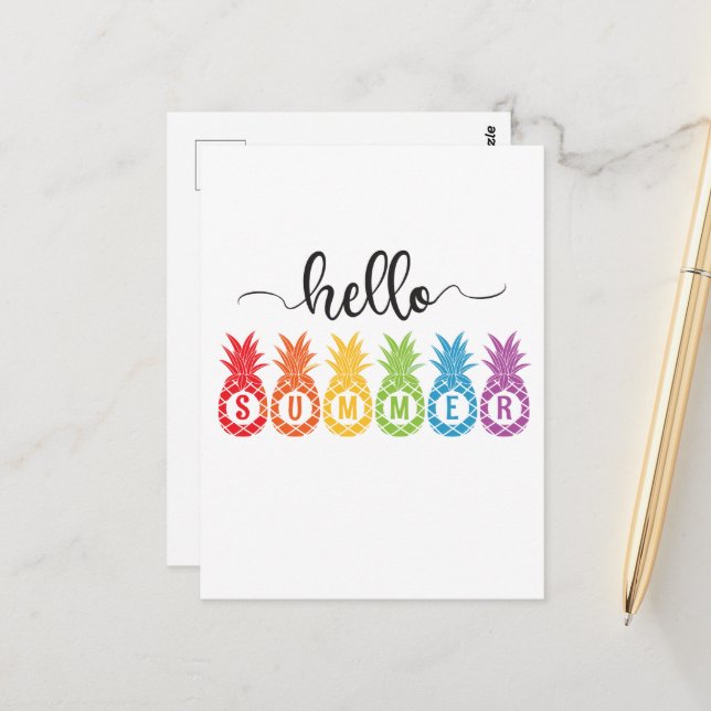 Hej Summer Pineapple Vykort (Fram/Back In Situ)
