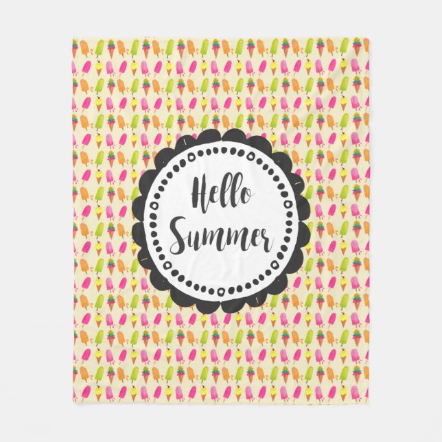 Hej Summer Popsicles and Ice Cream Fleecefilt (Framsidan)