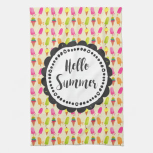 Hej Summer Popsicles and Ice Cream Kökshandduk