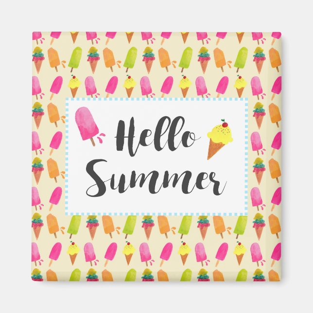 Hej Summer Popsicles and Ice Cream Magnet (Framsidan)