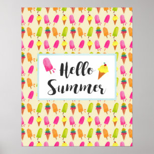 Hej Summer Popsicles and Ice Cream Poster