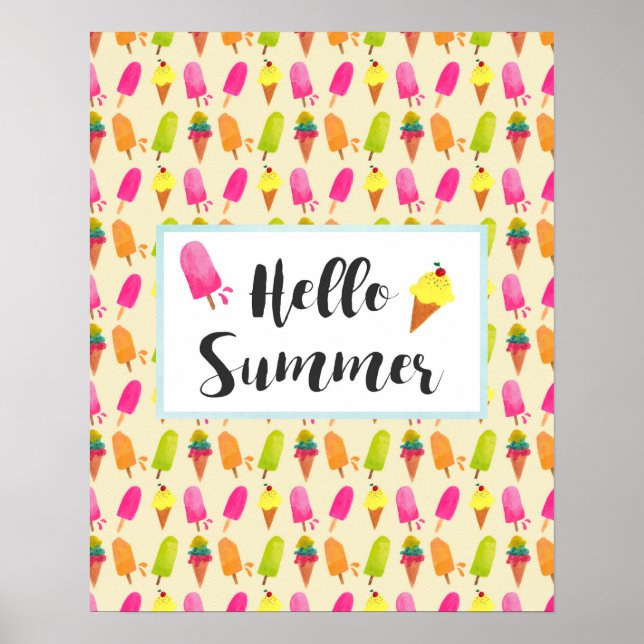 Hej Summer Popsicles and Ice Cream Poster (Framsidan)