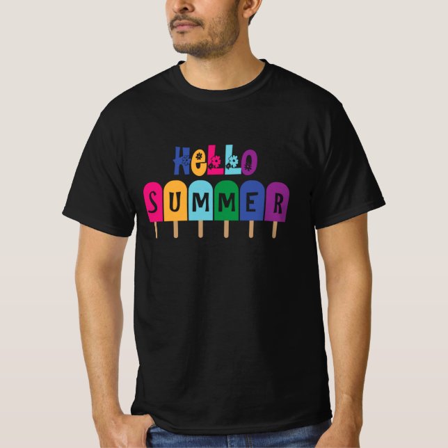 Hej Summer Popsicles | Coola Summertime Vacation T Shirt (Framsida)