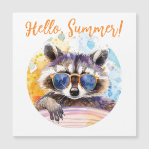 Hej Summer Raccoon in sunglass Watercolor