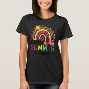 Hej Summer Rainbow Flamingo Watermelon Teacher L T Shirt