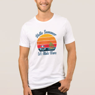 Hej Summer Retro Beach Sunset - Vacation Vibes T Shirt