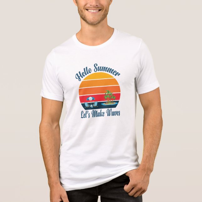 Hej Summer Retro Beach Sunset - Vacation Vibes T Shirt (Framsida)