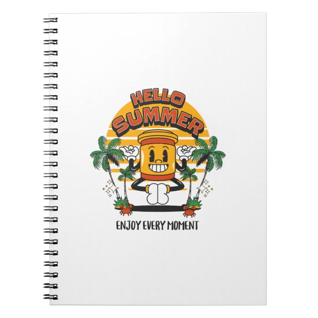 Hej Summer Retro Mascot Anteckningsbok (Framsidan)