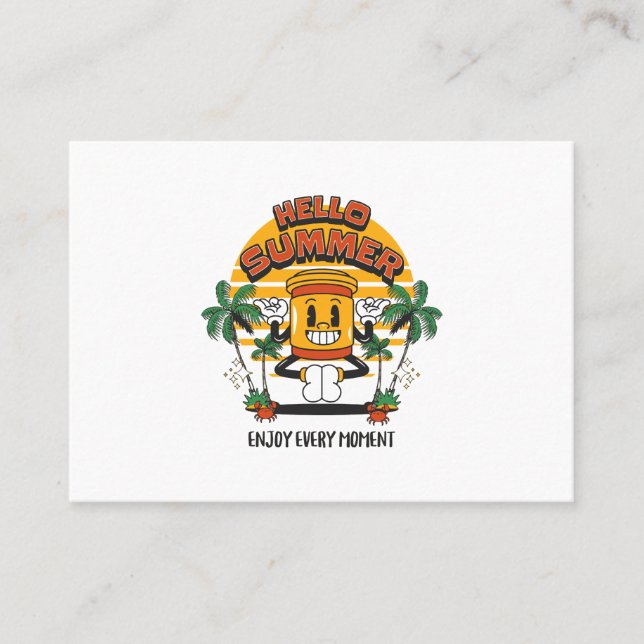 Hej Summer Retro Mascot Visitkort (Framsida)