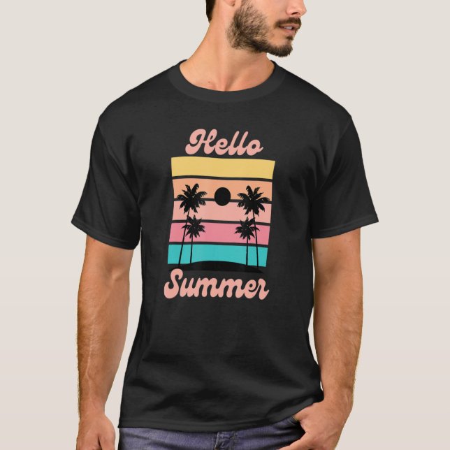 Hej Summer Retro Paradise T Shirt (Framsida)