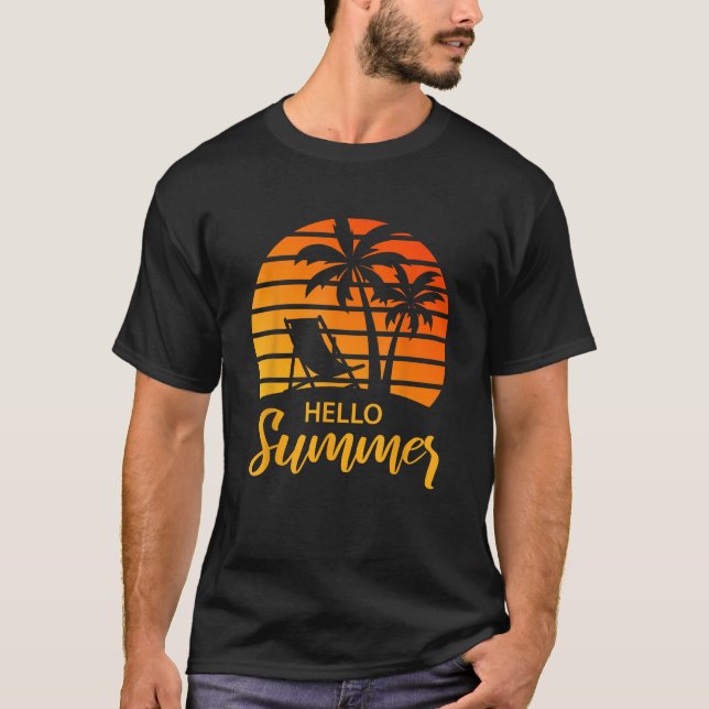 Hej Summer Retro Vintage Vacation T Shirt (Framsida)