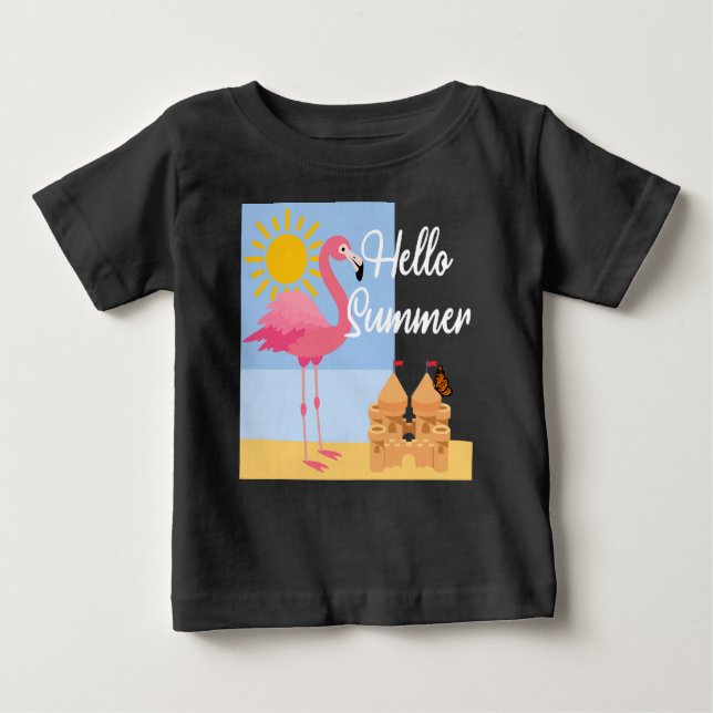 Hej Summer Rosa Flamingo Design - Baby Bra Jers T Shirt (Framsida)