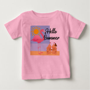 Hej Summer Rosa Flamingo Design - Baby Bra Jers T Shirt