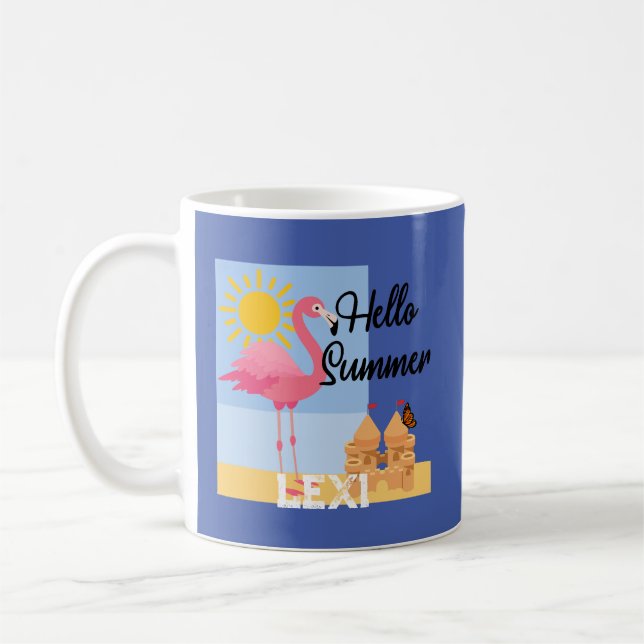 Hej Summer Rosa Flamingo Design - Classic Mugg (Vänster)