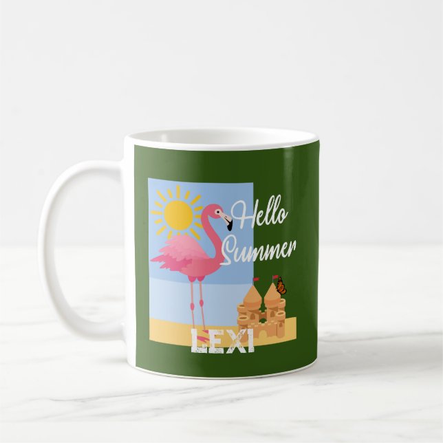 Hej Summer Rosa Flamingo Design - Classic Mugg (Vänster)