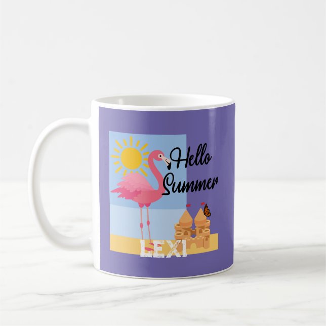 Hej Summer Rosa Flamingo Design - Classic Mugg (Vänster)