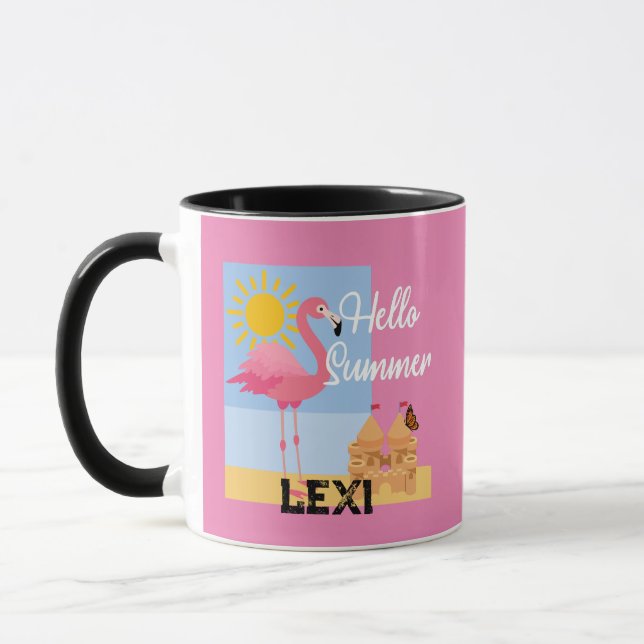 Hej Summer Rosa Flamingo Design - Combo Mugg (Vänster)