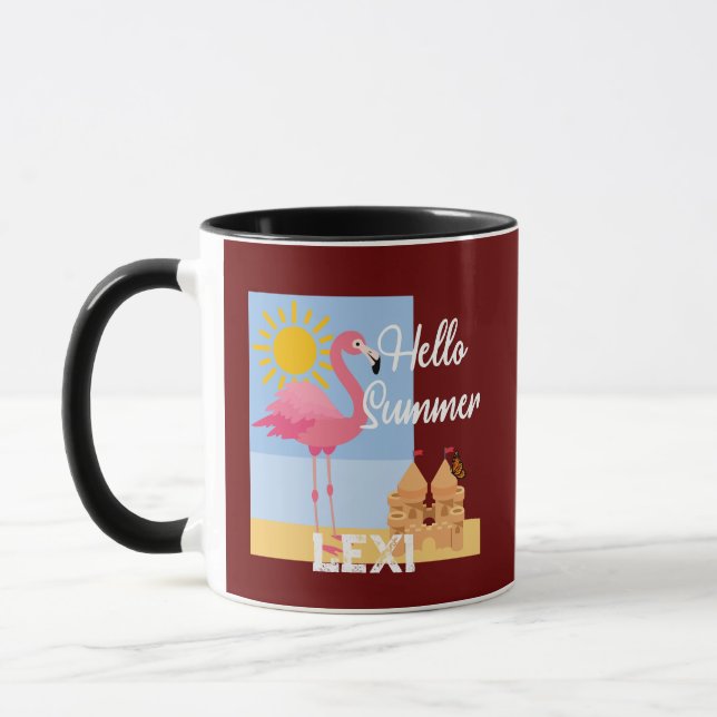 Hej Summer Rosa Flamingo Design - Combo Mugg (Vänster)